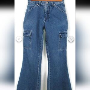 Revolt Flare Leg Jeans Girl's Velcro Cargo Pockets NWT Size 10